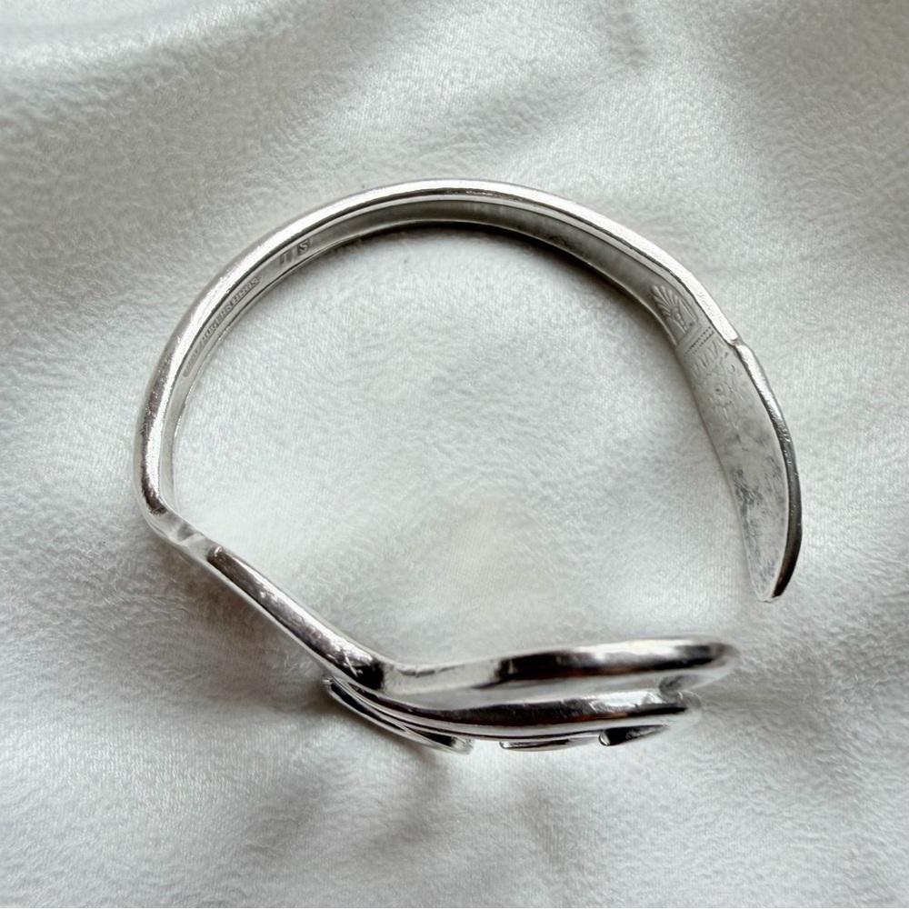 Sterling Silver Plate Sculptural Fork-Form First Love Coachella Cuff Bracelet - Picture 5 of 16